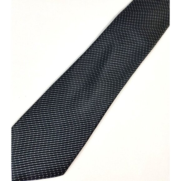 Kenneth Cole Reaction Mens Necktie Silk black micro check tie - Picture 2 of 6